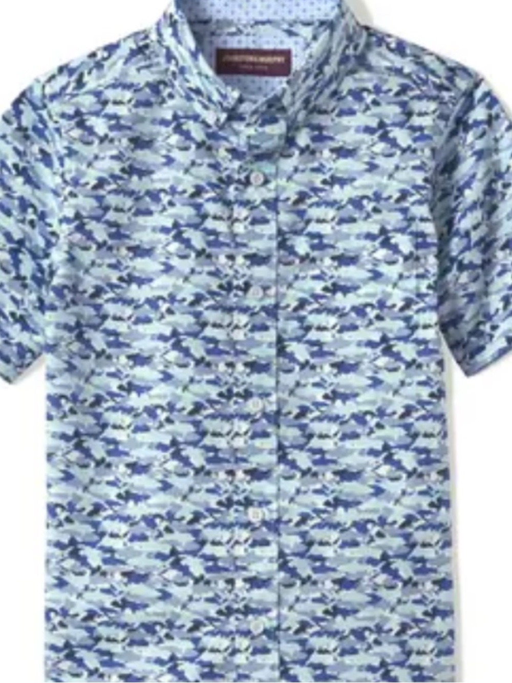 Johnston & Murphy Blue and Navy Fish Performance Shirt with  size large